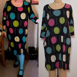 Gudrun Sjoden Black Polka Dot Retro Artsy Midi Dress